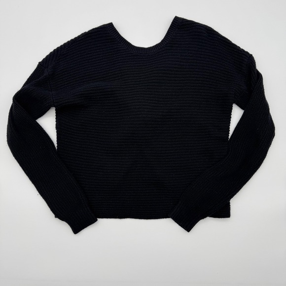 Hollister Sweaters - Hollister Black Shaker‎ Knit Sweater With Twist Back Womens Small